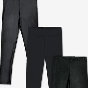 Pixielane 3 Pack Black Leggings Sparkle Leather Super Soft 3T NWT and NWOT